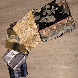 Floral and patterned silk scarves
